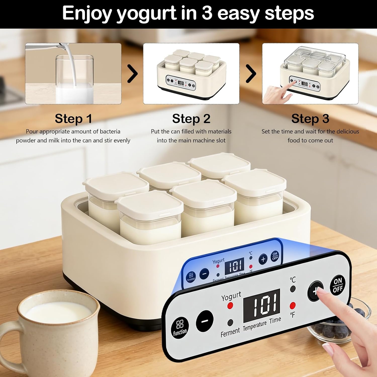 Yoghurtmaker RVS 1.6L - Maak Yoghurt, Natto & Rijstwijn (34% Korting)