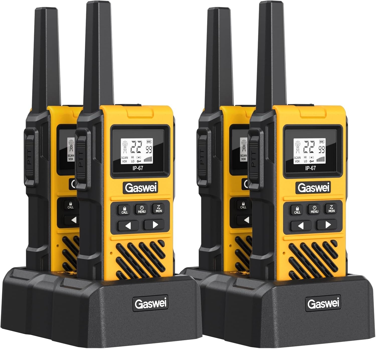 4x Walkie-Talkie Set G1pro IP67 Waterdicht 5km Geel