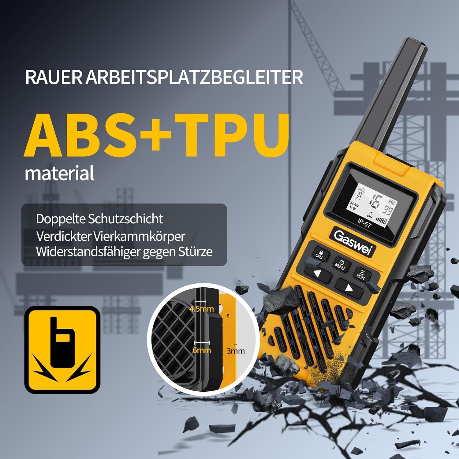 4x Walkie-Talkie Set G1pro IP67 Waterdicht 5km Geel