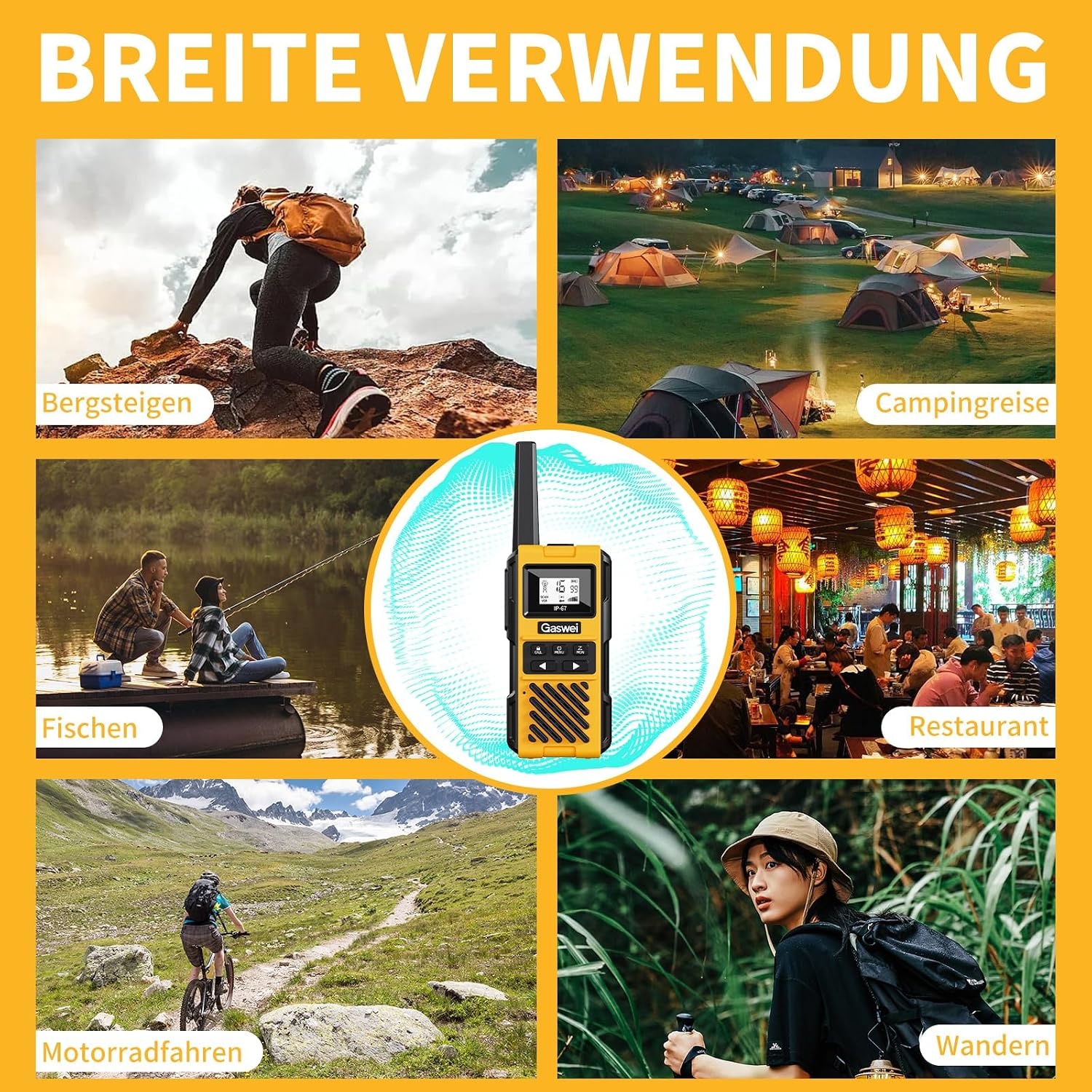 4x Walkie-Talkie Set G1pro IP67 Waterdicht 5km Geel