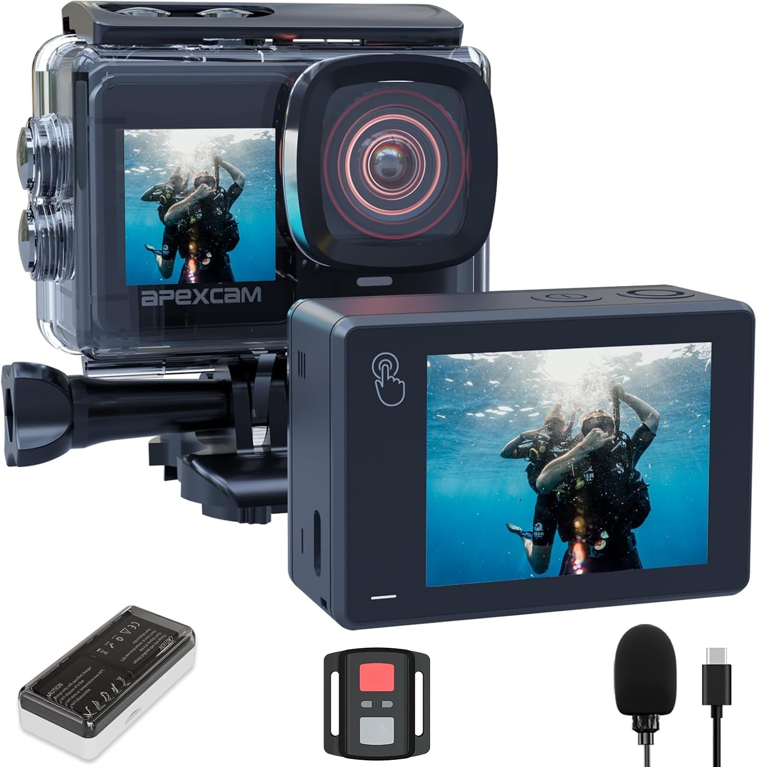 Actiecamera 4K 60FPS 64MP Dual Screen | 40m Waterdicht | 34% Korting