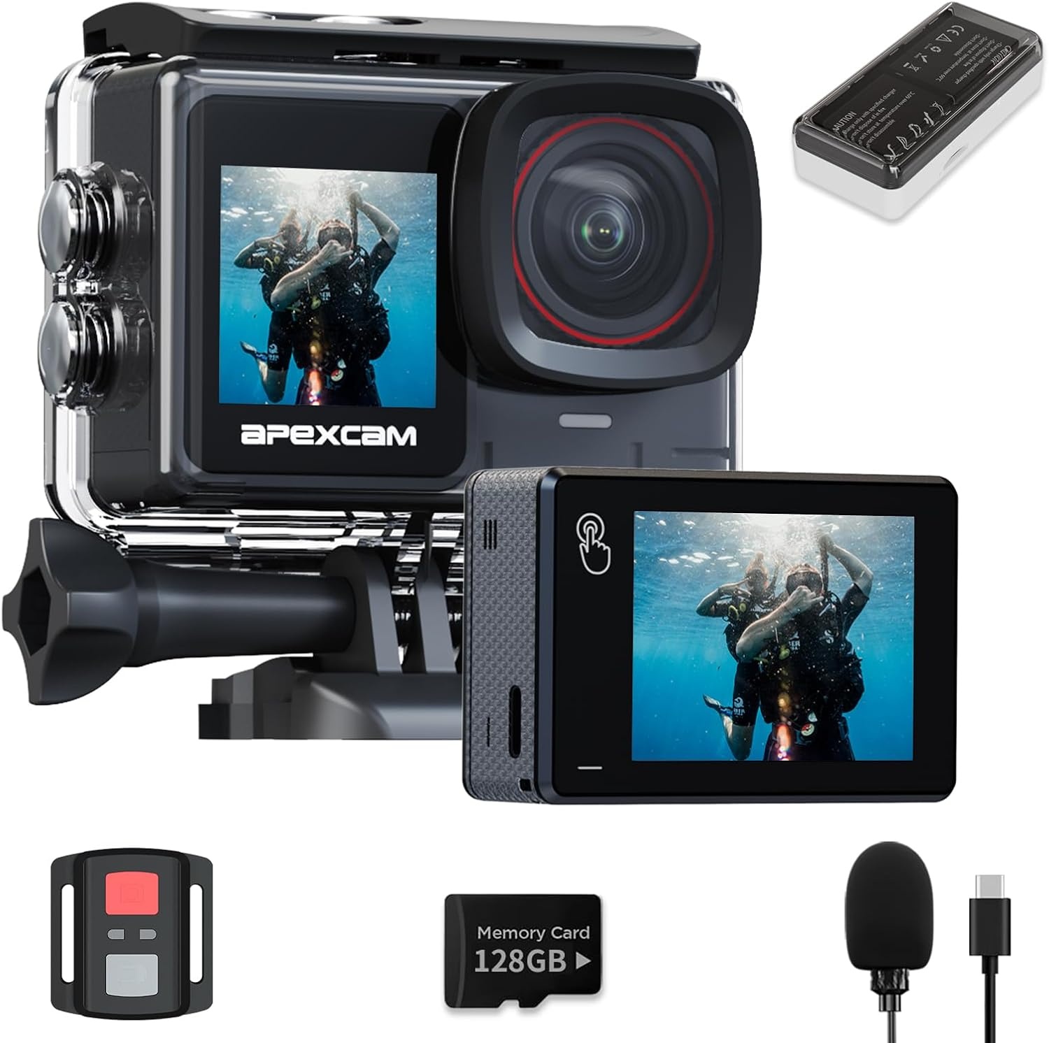 Actiecamera 4K 60FPS 64MP Dual Screen | 40m Waterdicht | 34% Korting