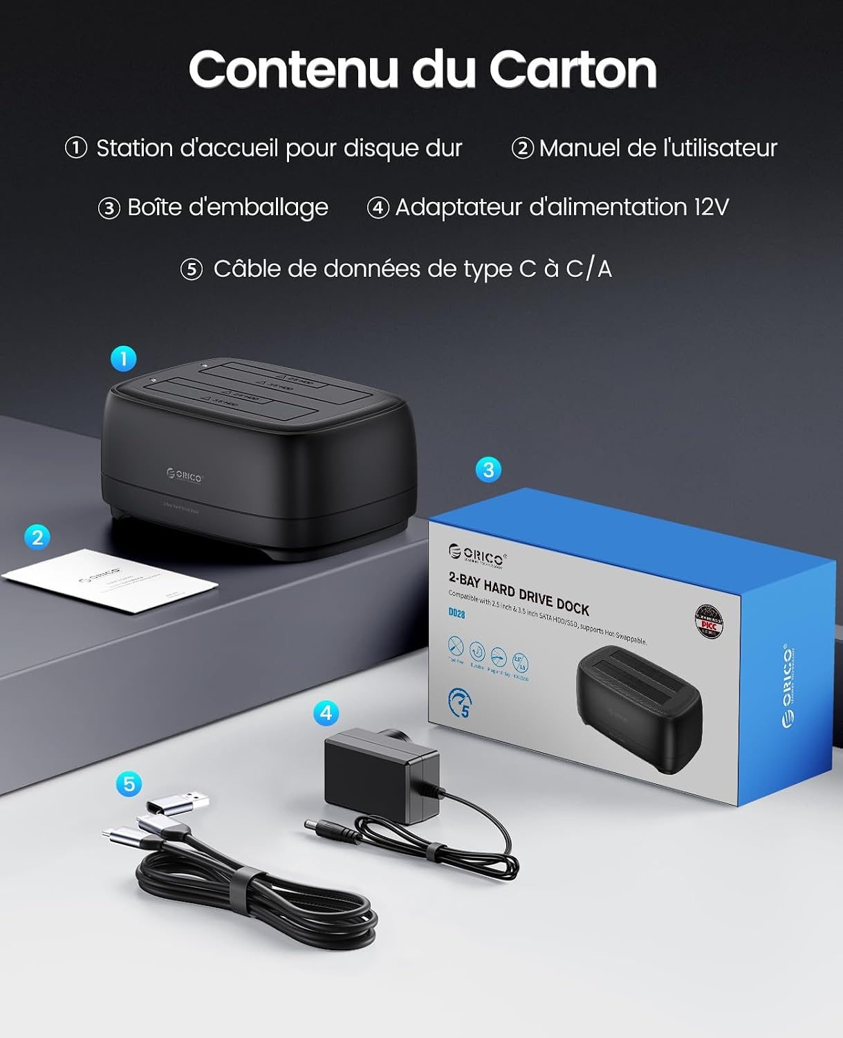 Orico Dubbele Docking Station voor 2.5"/3.5" HDD/SSD | 5Gbps | 33% Korting