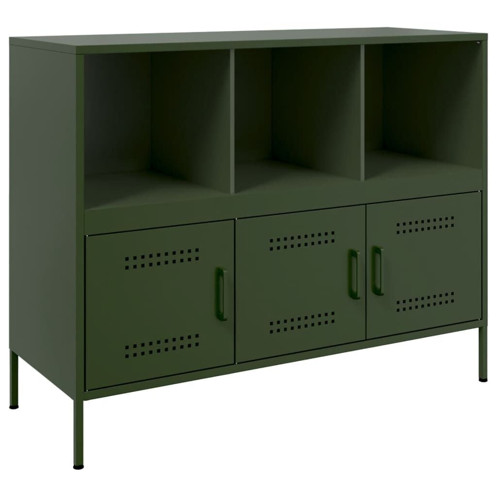 vidaXL Dressoir Olijfgroen Staal - 100,5x39x79 cm - 54% Korting