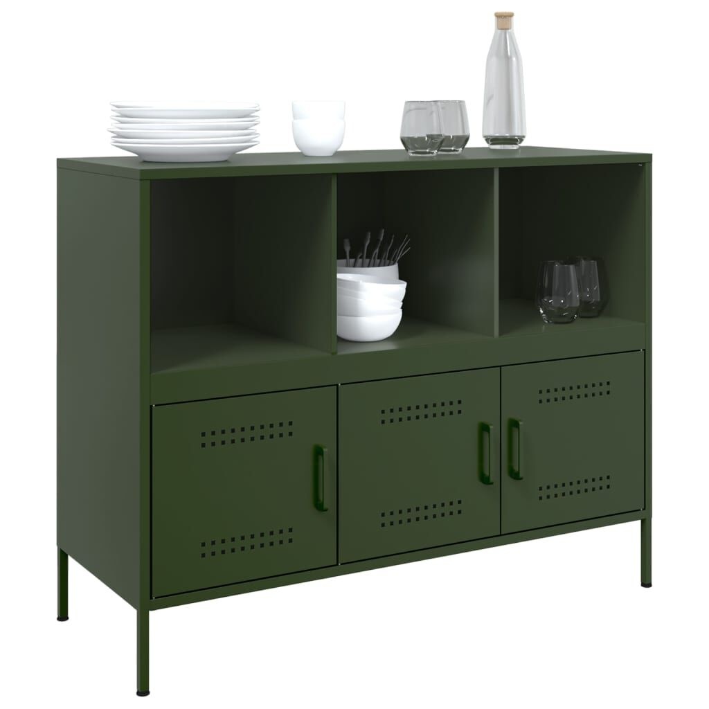 vidaXL Dressoir Olijfgroen Staal - 100,5x39x79 cm - 54% Korting