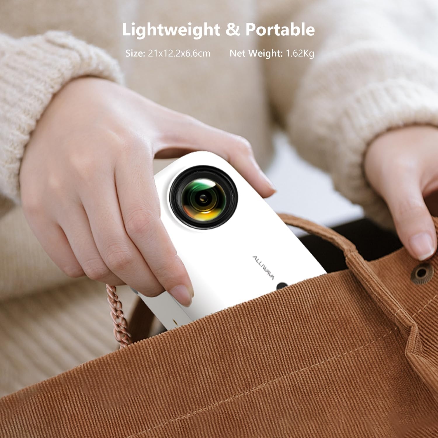 PR550 4K mini-projector met bluetooth, wifi6, 1080p, 18000 lumen, draagbaar, ondersteunt elektrische focus en automatische keystone PR550 thuisbioscoop