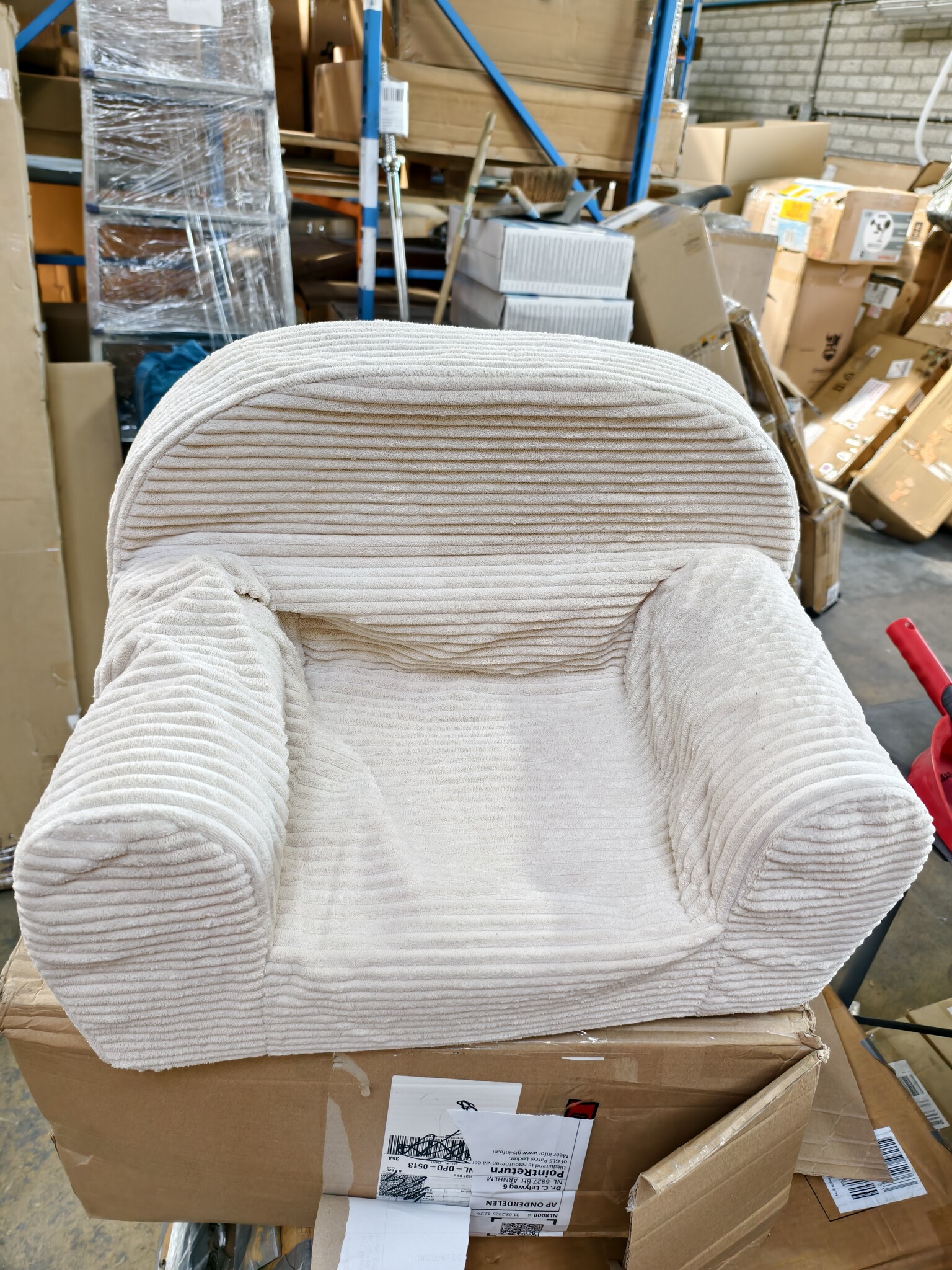 Kinderfauteuil LINCOLN Beige Corduroy 60x40x45 cm - 53% Korting