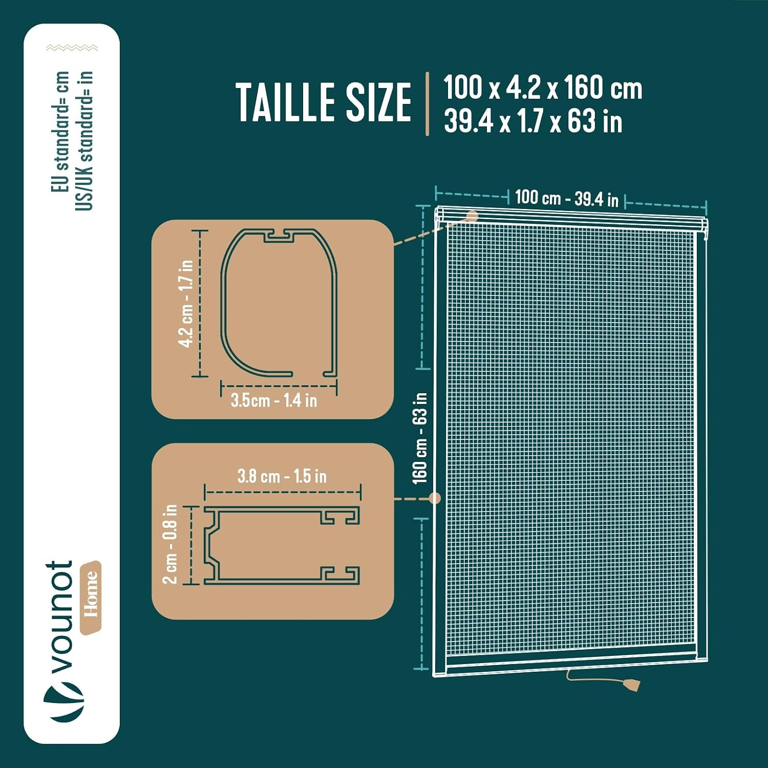 VOUNOT Rolhor voor Ramen - 100x160 cm Wit - 50% Korting