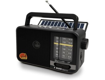 Draagbare Radio met Zonnepaneel & Bluetooth - Grijs (33% Korting)