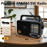 Draagbare Radio met Zonnepaneel & Bluetooth - Grijs (33% Korting)