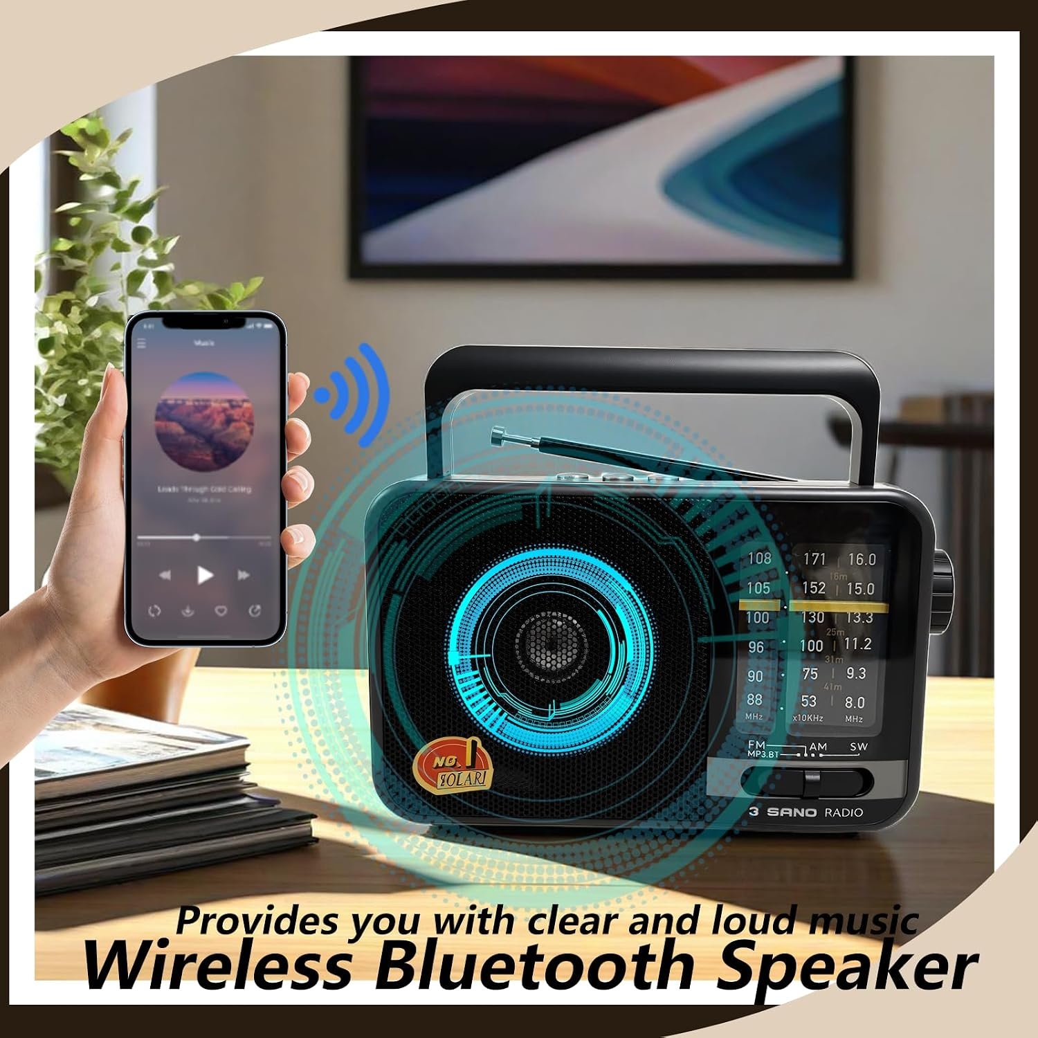 Draagbare Radio met Zonnepaneel & Bluetooth - Grijs (33% Korting)
