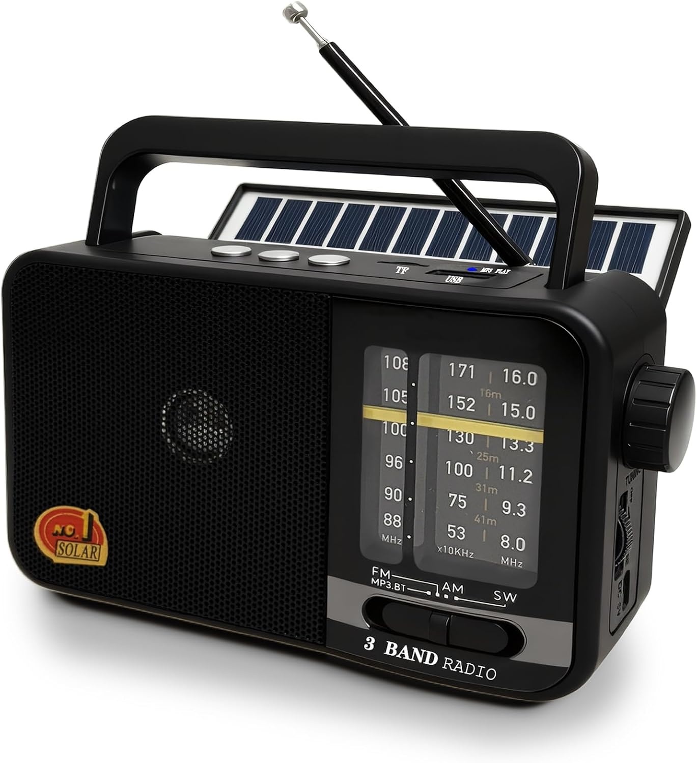 Draagbare Radio met Zonnepaneel & Bluetooth - Grijs (33% Korting)