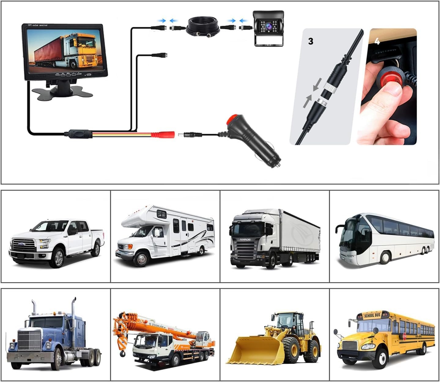 Achteruitrijcamera Set 7" HD LCD met 54% Korting
