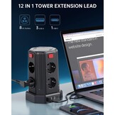 Sameriver Stekkerdoos met 4 USB & 8 Stopcontacten - 33% Korting!