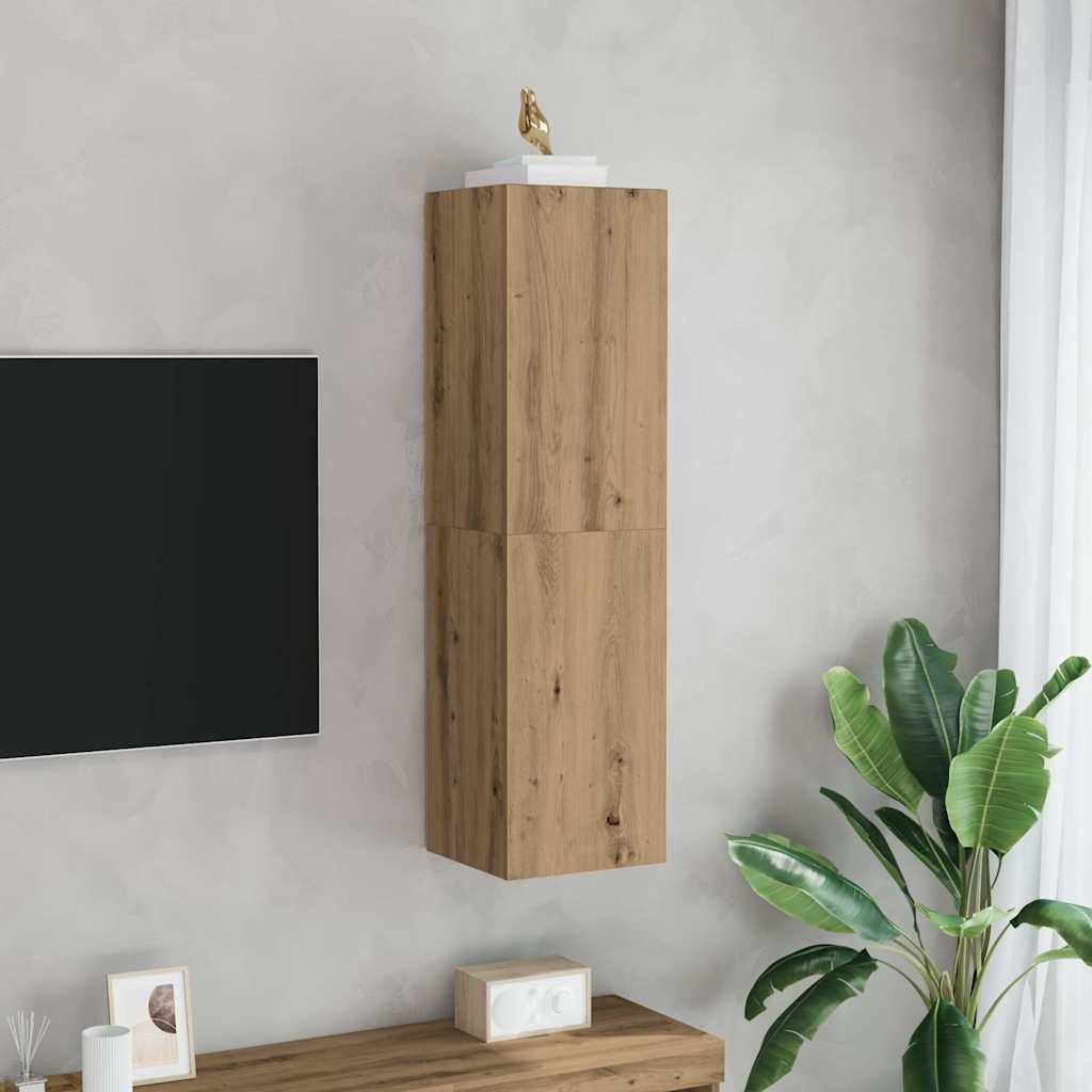 VidaXL TV-meubel 30.5x30x110 cm Bewerkt Hout Artisanaal Eikenkleur met 54% Korting