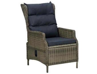 vidaXL Tuinstoel verstelbaar met kussens poly rattan bruin