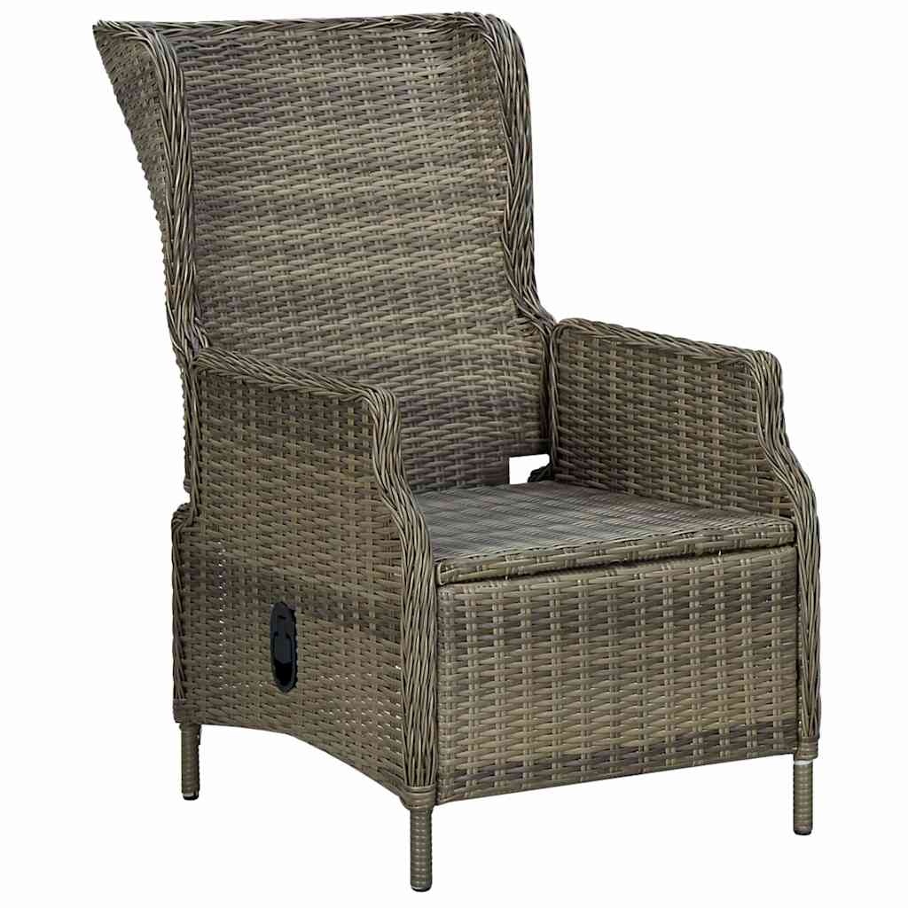 vidaXL Tuinstoel verstelbaar met kussens poly rattan bruin