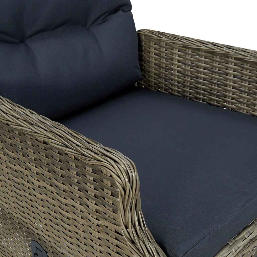 vidaXL Tuinstoel verstelbaar met kussens poly rattan bruin