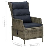 vidaXL Tuinstoel verstelbaar met kussens poly rattan bruin