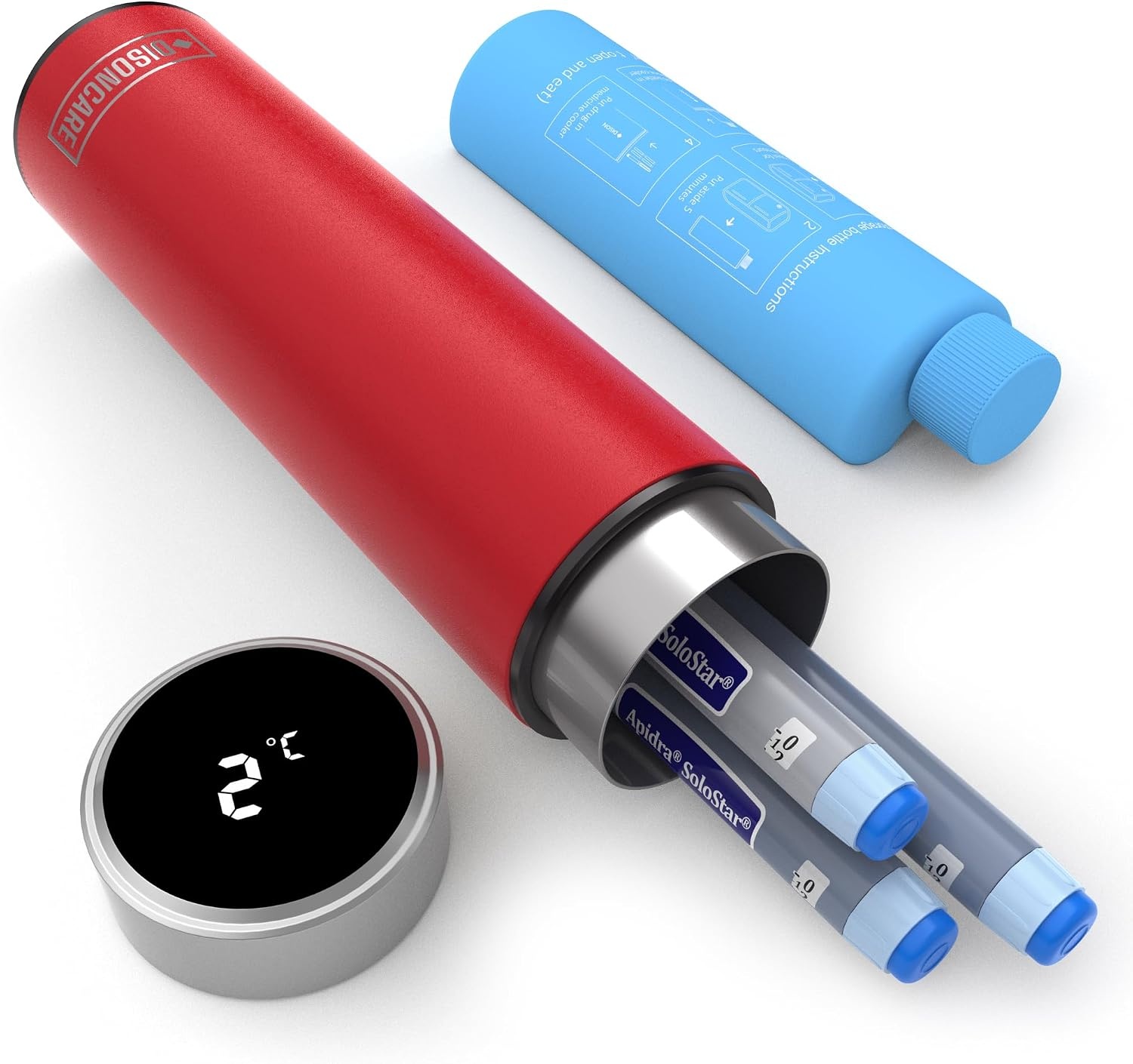 DISONCARE Insuline Koeltas met Temperatuurdisplay - Compacte Medicijnkoeler - Cyaan