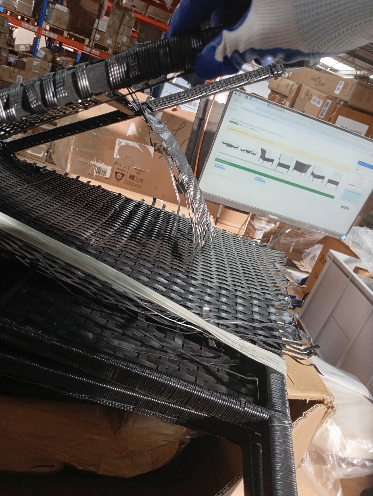 vidaXL 3-delige Loungeset met kussens poly rattan zwart