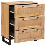 vidaXL Dressoir 60 x 33 x 75 cm Massief Mango Hout Bruin
