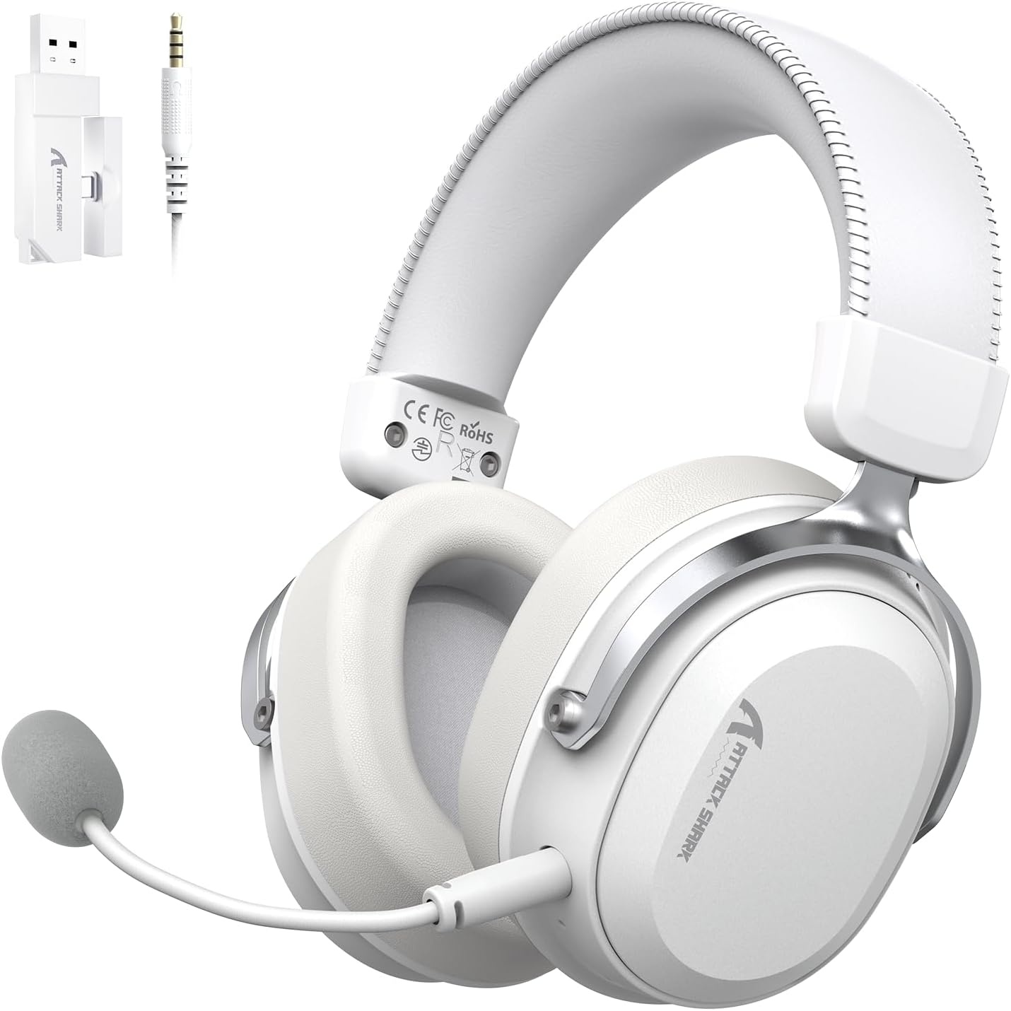 ATTACK SHARK L30PRO Draadloze Gaming Headset, 7.1 Surround,EQ Modi, Wit