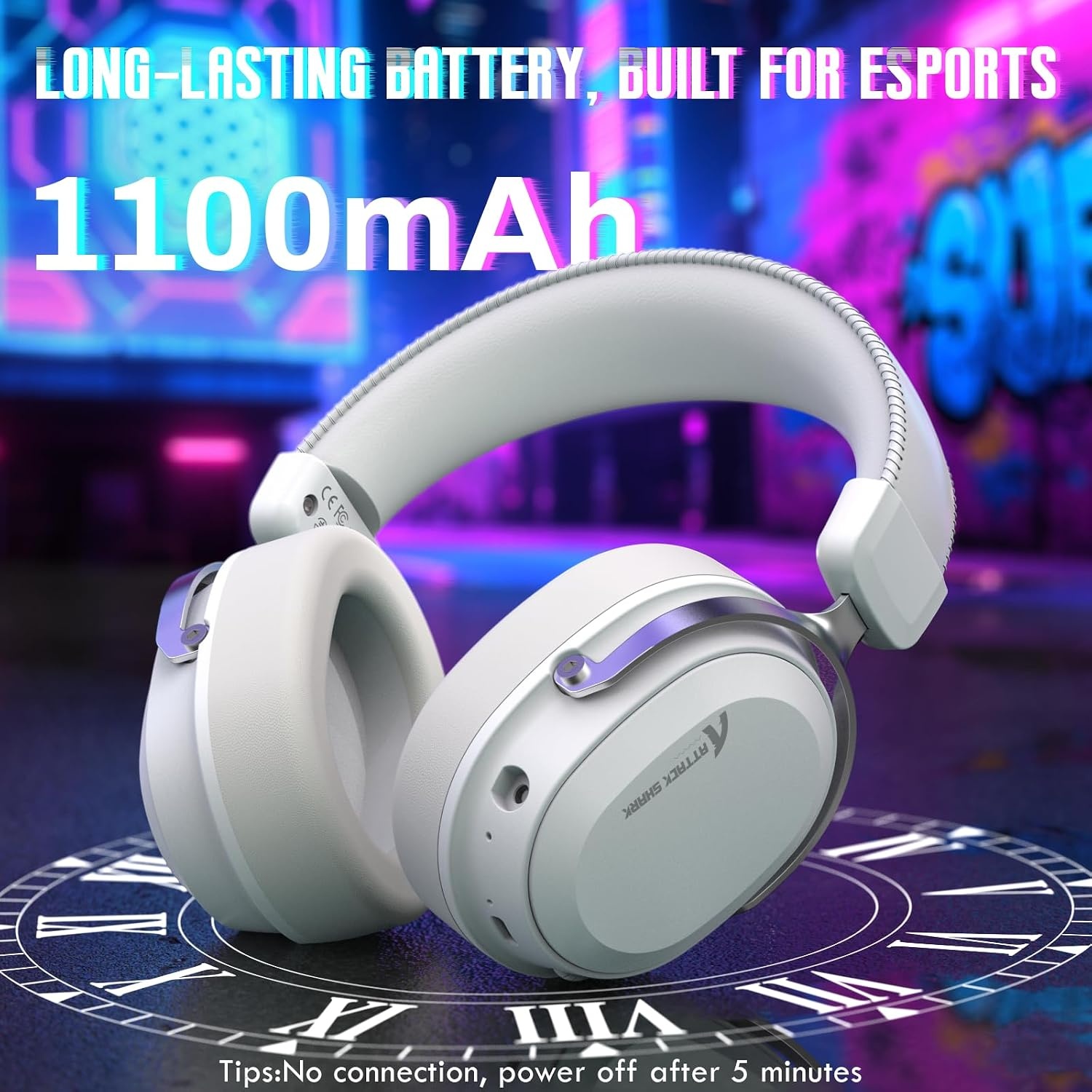 ATTACK SHARK L30PRO Draadloze Gaming Headset, 7.1 Surround,EQ Modi, Wit