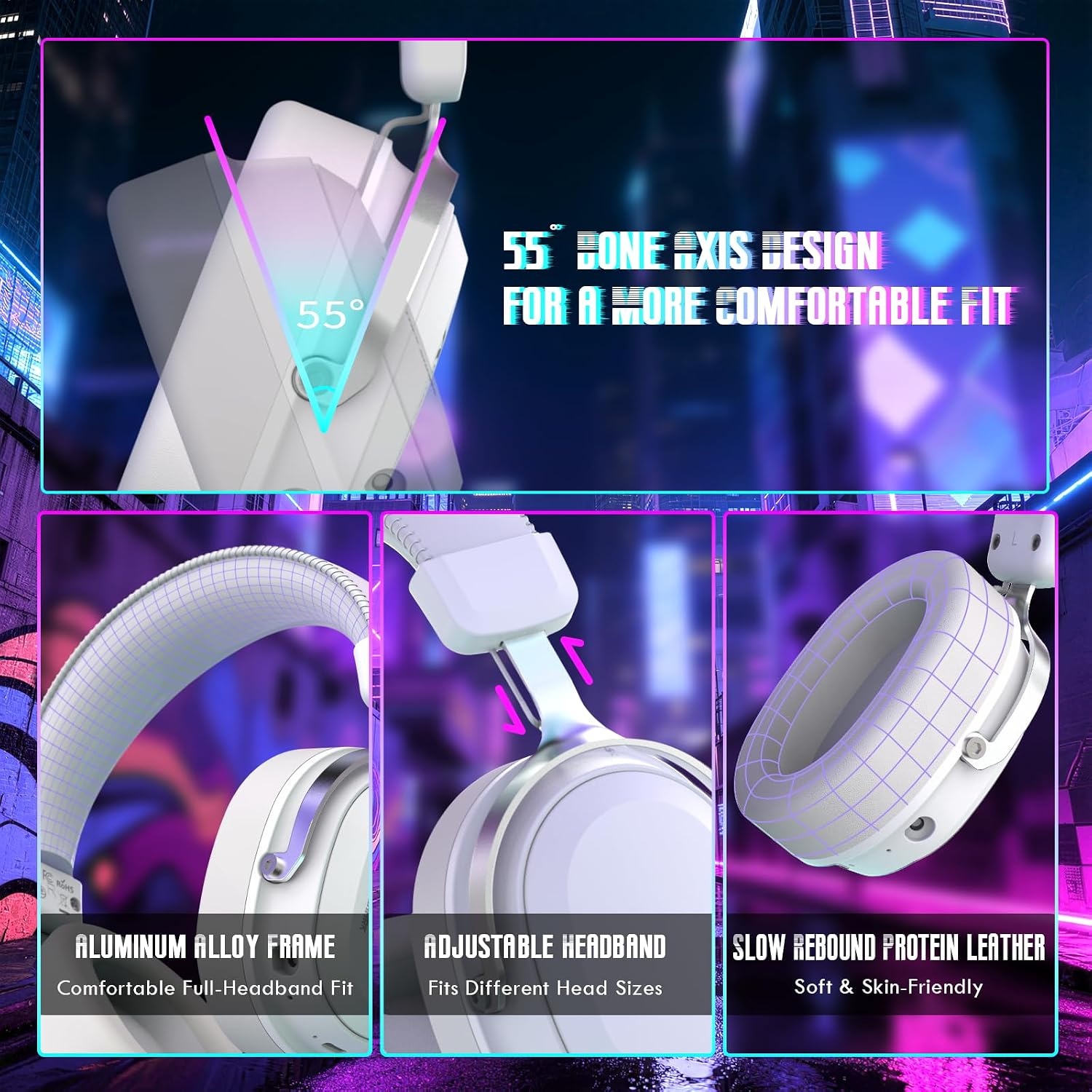 ATTACK SHARK L30PRO Draadloze Gaming Headset, 7.1 Surround,EQ Modi, Wit