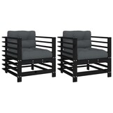 VidaXL Tuinstoelen met Kussens, Massief Grenenhout Zwart - 54% Korting!