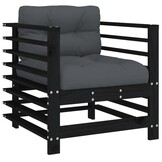 VidaXL Tuinstoelen met Kussens, Massief Grenenhout Zwart - 54% Korting!