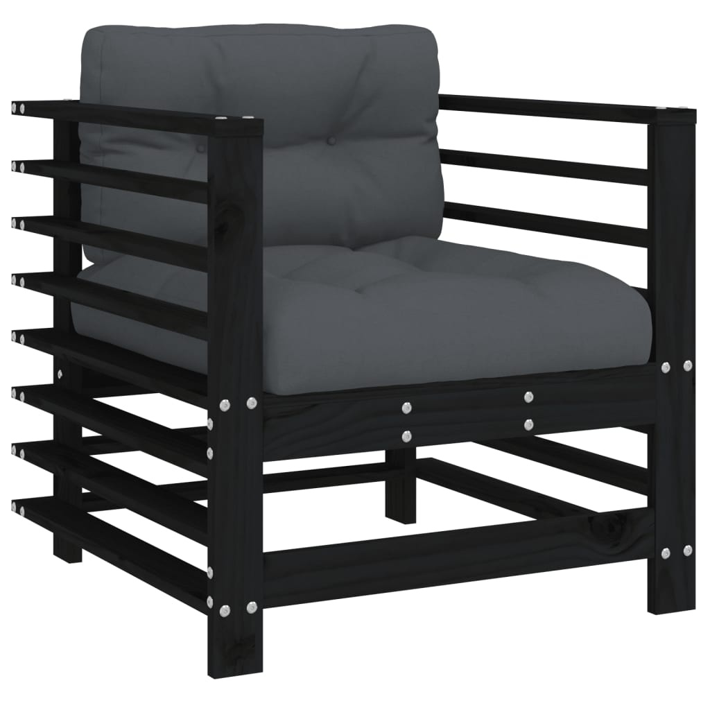 VidaXL Tuinstoelen met Kussens, Massief Grenenhout Zwart - 54% Korting!