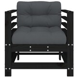 vidaXL Tuinstoelen 2 st met kussens massief grenenhout zwart