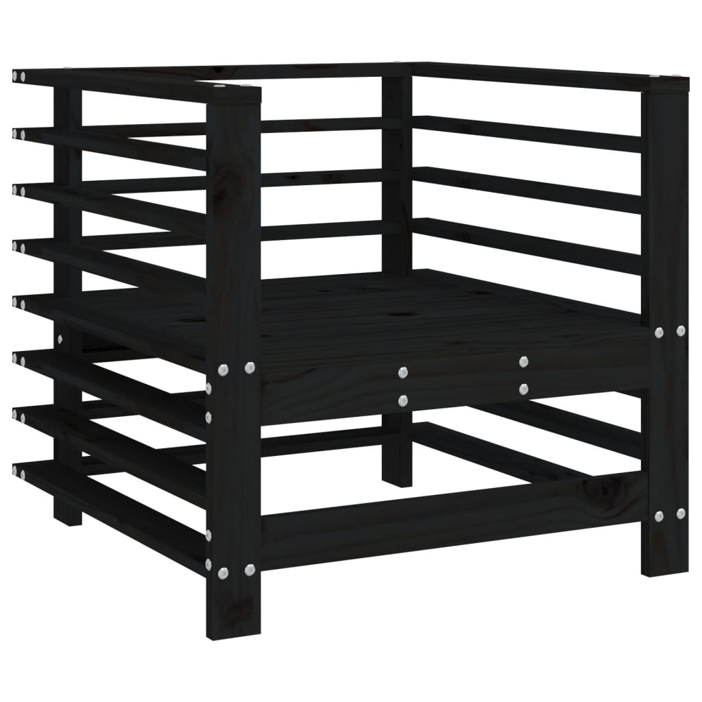 vidaXL Tuinstoelen 2 st met kussens massief grenenhout zwart