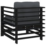 vidaXL Tuinstoelen 2 st met kussens massief grenenhout zwart