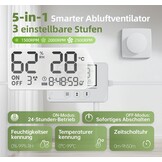 Badkamer ventilator met sensoren (vochtigheid, temperatuur), timer, 3 snelheden, afstandsbediening, realtime display. Krachtige, stille afzuiger voor badkamer, toilet, kelder. Model QU119