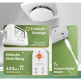 Badkamer ventilator met sensoren (vochtigheid, temperatuur), timer, 3 snelheden, afstandsbediening, realtime display. Krachtige, stille afzuiger voor badkamer, toilet, kelder. Model QU119