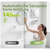 Badkamer ventilator met sensoren (vochtigheid, temperatuur), timer, 3 snelheden, afstandsbediening, realtime display. Krachtige, stille afzuiger voor badkamer, toilet, kelder. Model QU119