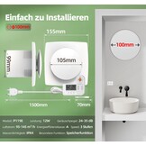 Badkamer ventilator met sensoren (vochtigheid, temperatuur), timer, 3 snelheden, afstandsbediening, realtime display. Krachtige, stille afzuiger voor badkamer, toilet, kelder. Model QU119