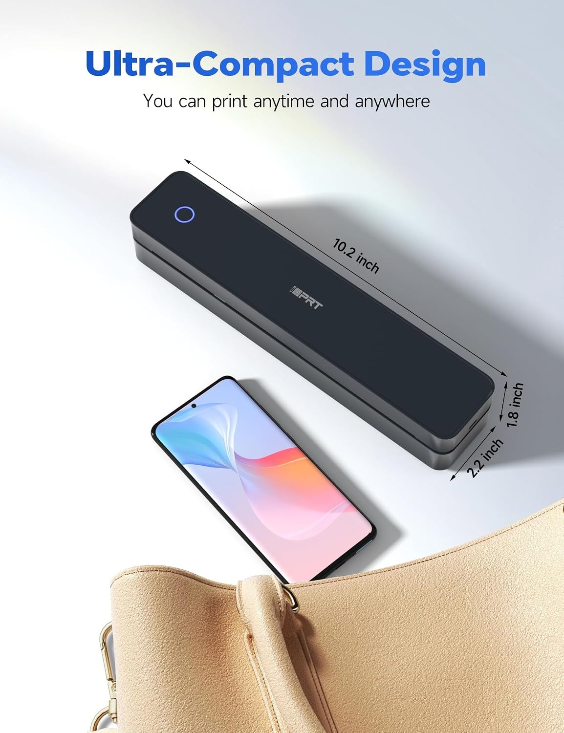 iDPRT MT610pro Portable Thermal Printer, 300DPI - Mobile Bluetooth for On The Move, A4 Suitable for Vehicles, Office, Home, School - Compatible with iOS, Android and Tablet