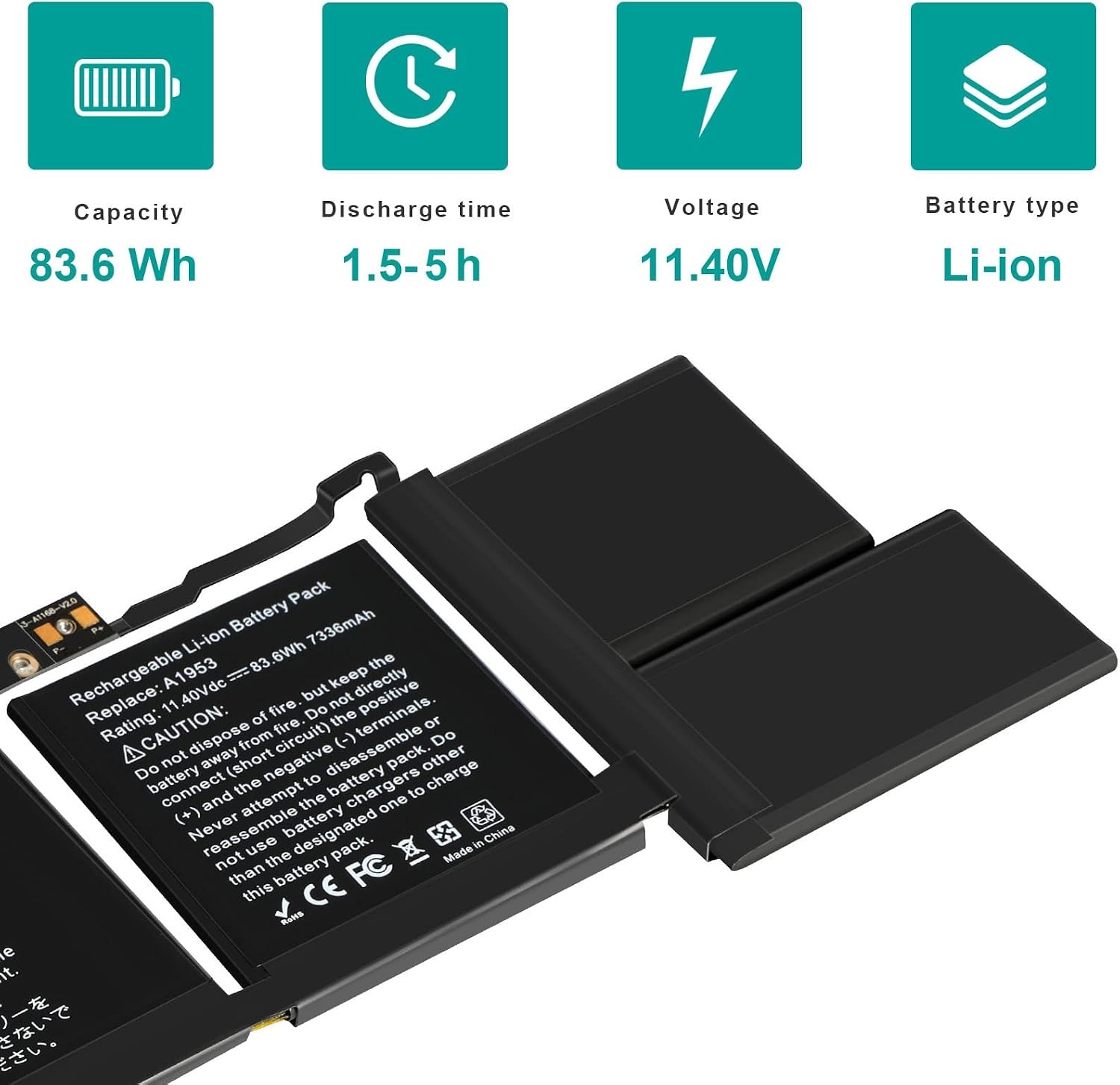 Laptop Accu MacBook Pro 15" A1990 (Mid 2018-2019) | 83.6Wh A1953 | 53% Korting