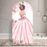 Roze Boog Achtergrond Verjaardag Meisjes | 100 x 210 cm Polyester | 31% Korting