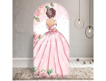 Roze Boog Achtergrond Verjaardag Meisjes | 100 x 210 cm Polyester | 31% Korting