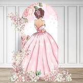 Roze Boog Achtergrond Verjaardag Meisjes | 100 x 210 cm Polyester | 31% Korting