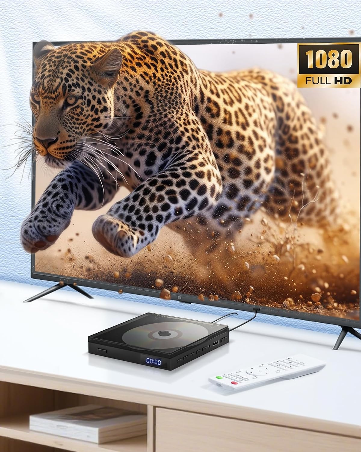Mini DVD Speler Regiovrij 1080P HD | Zwart | Compact 15x13x3 cm | 33% Korting
