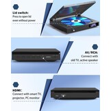 Mini DVD Speler Regiovrij 1080P HD | Zwart | Compact 15x13x3 cm | 33% Korting