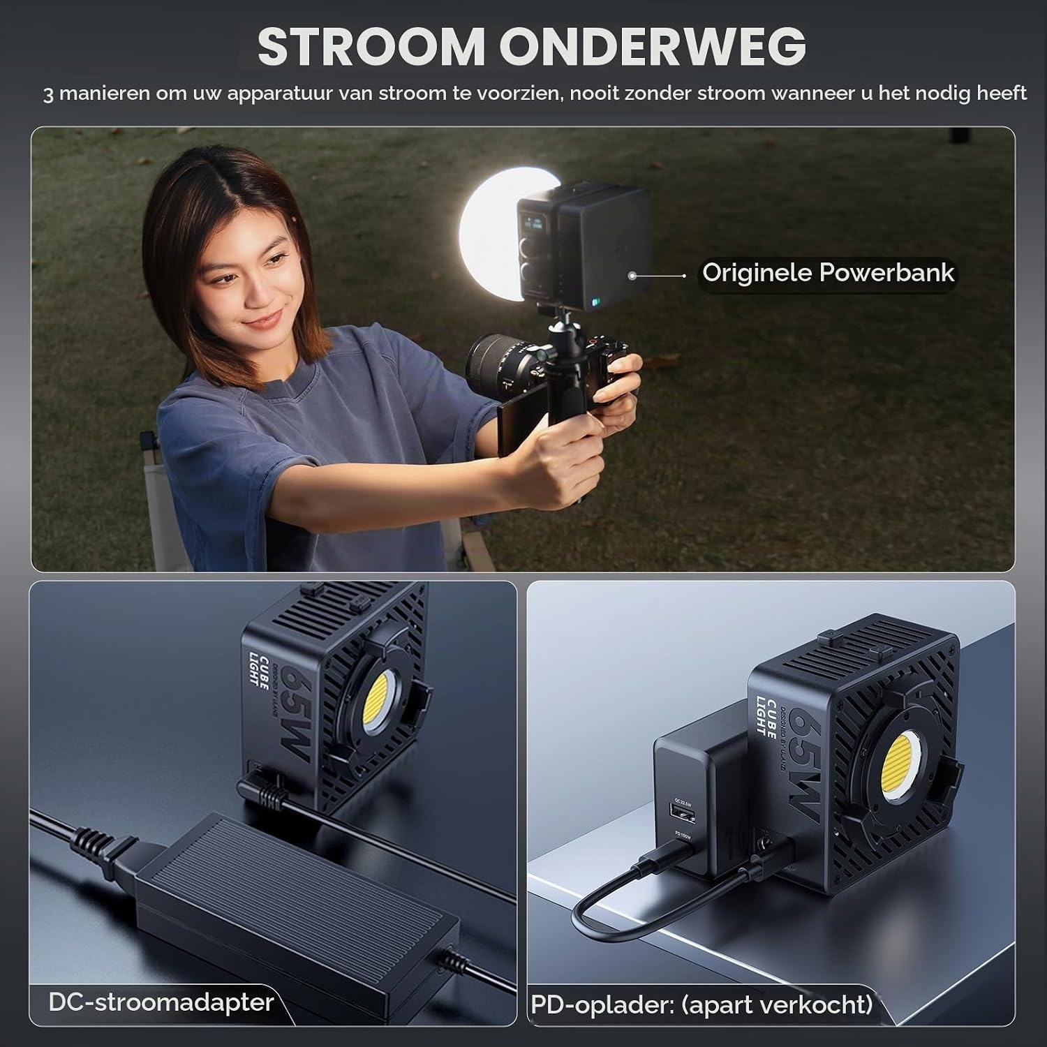 LED Videolamp 65W 2500-6500K met Batterij & APP-bediening - 34% Korting
