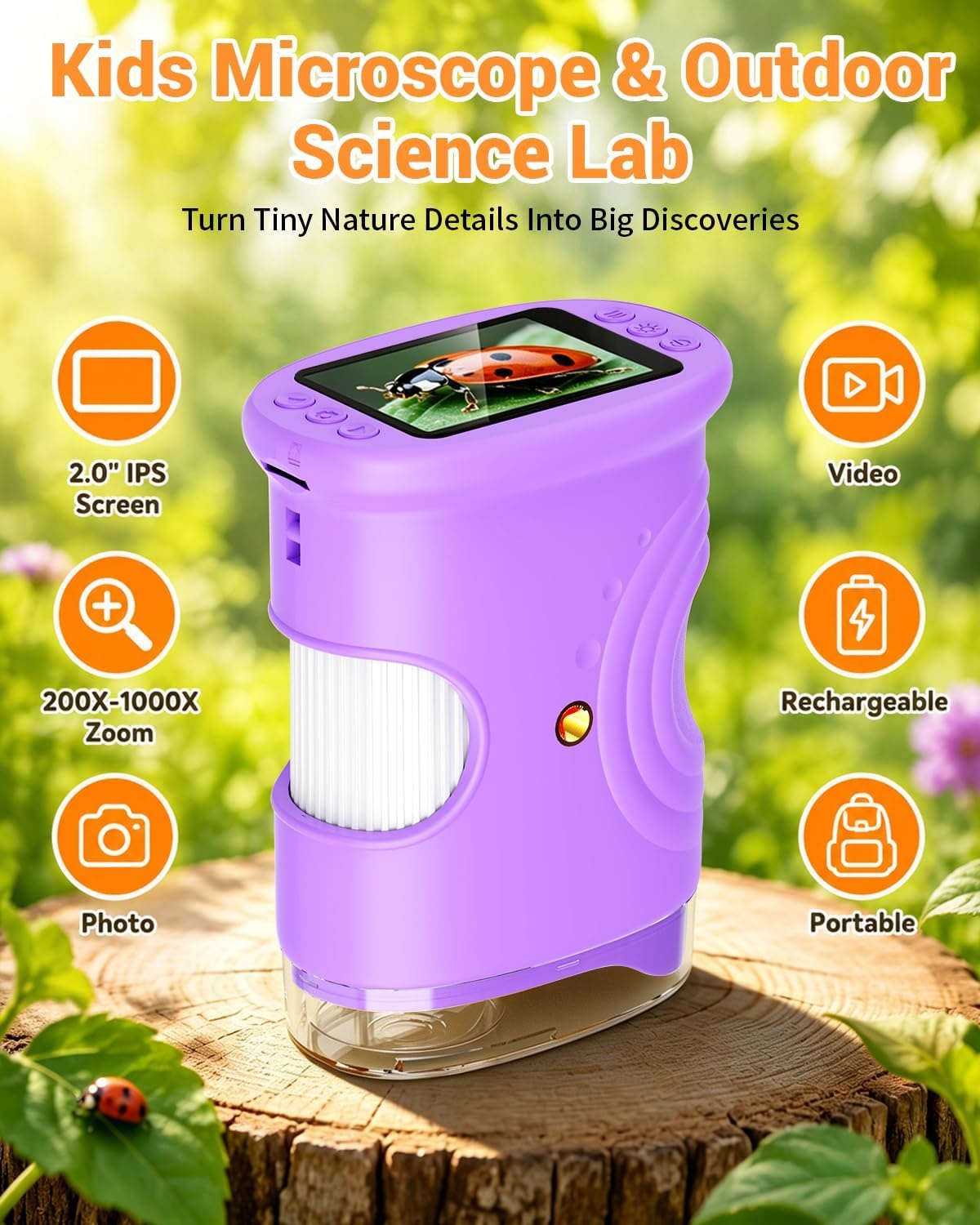 Digitale Kinder Microscoop Paars | 200x Vergroting | 1080P HD | 33% Korting