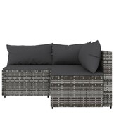 vidaXL Loungeset met Kussens, Poly Rattan, Grijs - 35% Korting