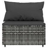 vidaXL Loungeset met Kussens, Poly Rattan, Grijs - 35% Korting